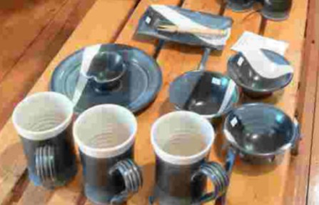 Pottery mugs and dishes