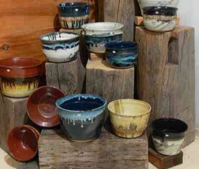 Pottery pots bowls and dishes 